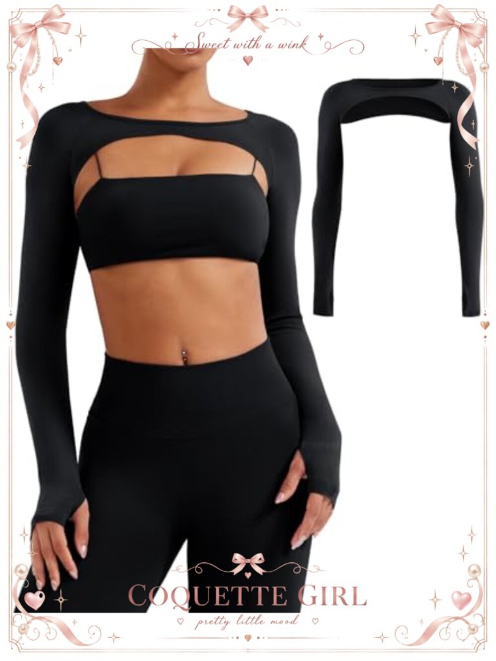 Seamless Long Sleeve Crop Top Shrug with Thumb Holes for Gym